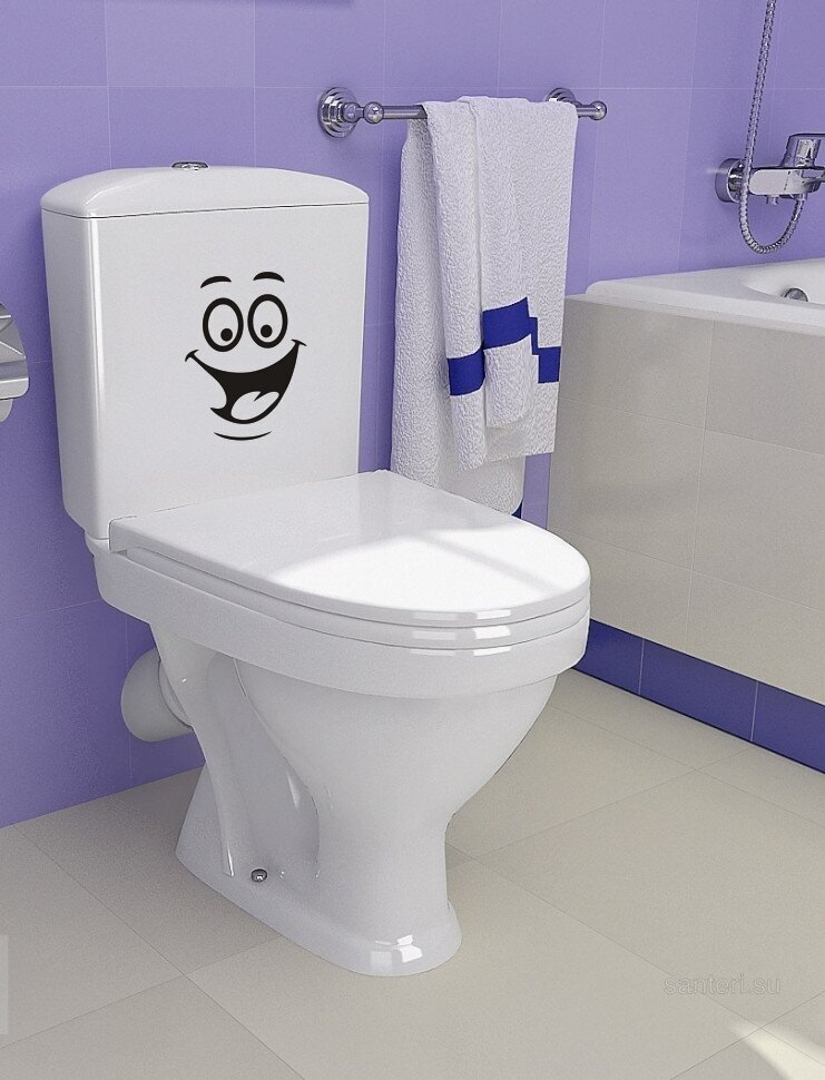 фото Интерьерные наклейки, Наклейка для декора интерьера - На унитаз - Смайлик