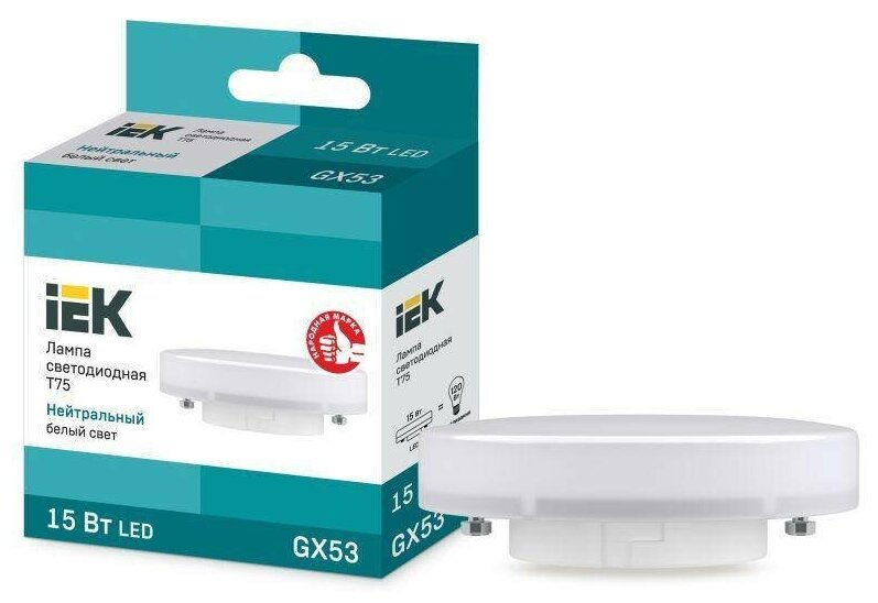 IEK Лампа светодиодная ECO T75 таблетка 15Вт 230В 4000К GX53 IEK LLE-T80-15-230-40-GX53