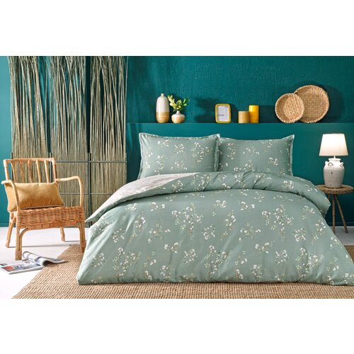 Комплект постельного белья Linens Saten Allday Guava, евро (макси), сатин, зеленый