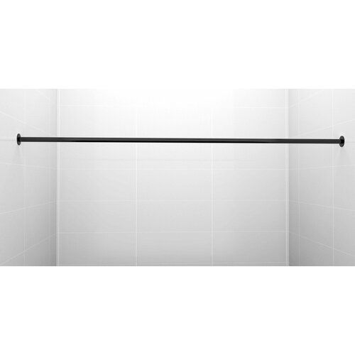 Карниз для ванной 155см (Штанга 20мм) Прямой Усиленный, цельный из нержавейки черного цвета
