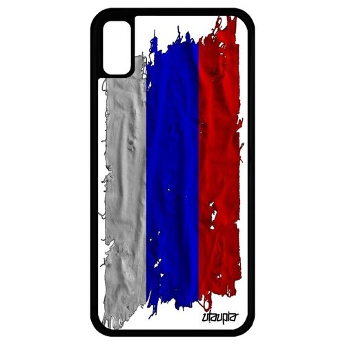 фото Противоударный чехол для мобильного // iphone xr // "флаг россии на ткани" стиль государственный, utaupia, белый