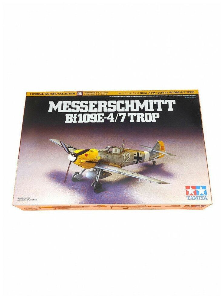 Tamiya Messerschmitt Bf 109E-4/7 Trop, Немецкий истребитель, 1/72, Сборная модель