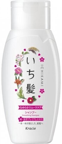 KRACIE ICHIKAMI Шампунь разглаживающий для поврежденных волос с экстрактом дикого риса и ароматом горной сакуры, бутылка 150 мл.