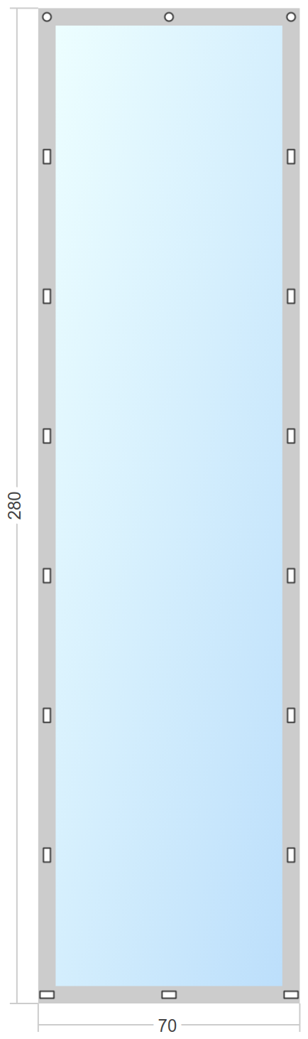 Мягкое окно Софтокна 70х280 см съемное, Скоба-ремешок, Прозрачная пленка 0,7мм, Серая окантовка, Комплект для установки - фотография № 3