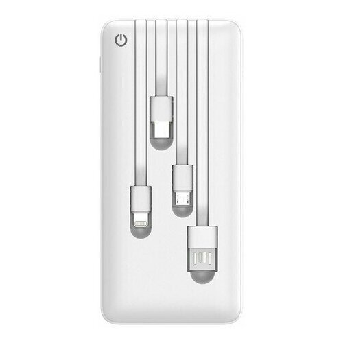 Аккумулятор внешний универсальный Perfeo ABSOLUTE PF_B4879 10000mAh Белый (Micro usb, USB /USB, Micro usb, Type-C, Lightning, 2.1А)