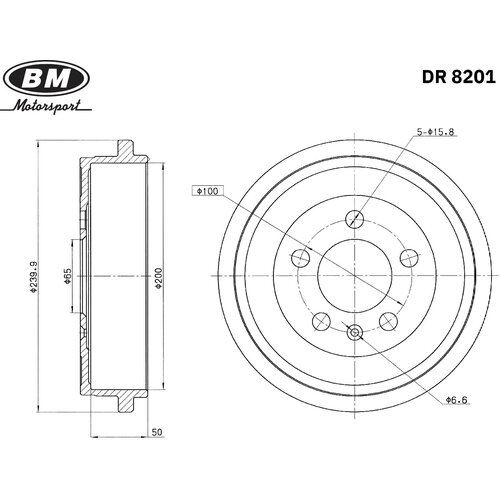 Bm барабан тормозной чугунный 200мм, polo dr8201, (1шт)