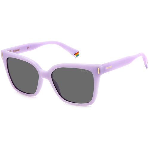 фото Солнцезащитные очки polaroid, кошачий глаз, спортивные, с защитой от уф, поляризационные, для женщин, фиолетовый