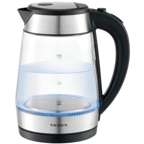 Чайник TEXET TGK-01 2200Вт 17л стекло серебристый 455100₽