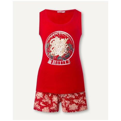 Красный пижамный комплект с принтом Deseo, цвет красно-белый, размер S