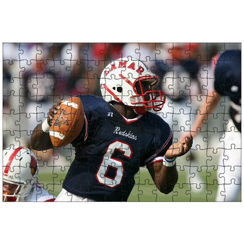 фото Магнитный пазл 27x18см."американский футбол, защитник, шлем" на холодильник lotsprints