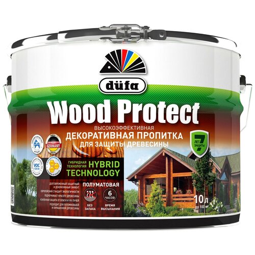 Dufa Wood Protect Пропитка декоративная для защиты древесины махагон 10л