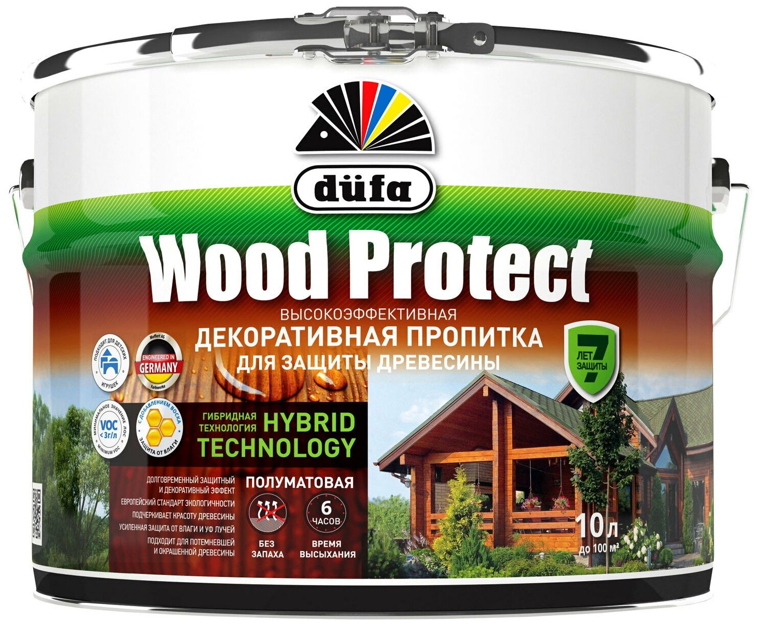 Dufa Wood Protect / Дюфа Вуд Протект Пропитка декоративная для защиты древесины махагон 2,5л