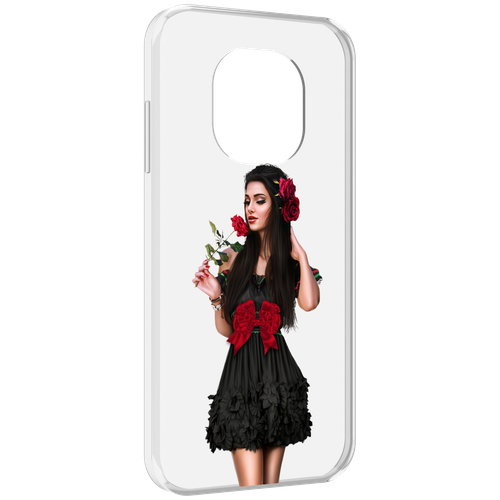 Чехол MyPads девушка-в-черном-платье-с-розой женский для Blackview BL8800 / BL8800 Pro задняя-панель-накладка-бампер