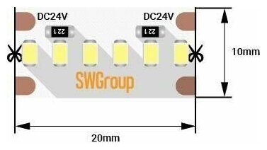 Светодиодная лента "SWG" 19,2 Ватт/метр 60 LED/метр 2216SMD нейтральный белый 5M 003603 - фотография № 2