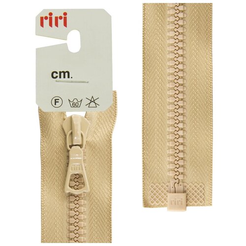 фото Молния riri тракторная разъёмная 1 замок, 6 мм, 40 cм, цвет 2212, бежевый