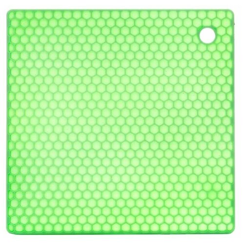 Прихватка - подставка под горячее, силиконовая прихватка для кухни(2 шт), узор Соты 17 см,зеленые