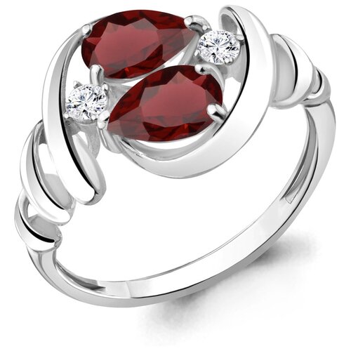 фото Серебряное кольцо aquamarine а6936703а с фианитом и гранатом diamant-online