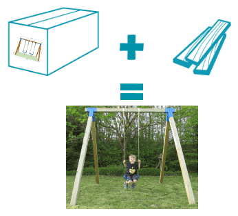 Комплект для сборки Лаго: Качели (DIY - набор из коробки), угол 90°- 60°, одно качельное место