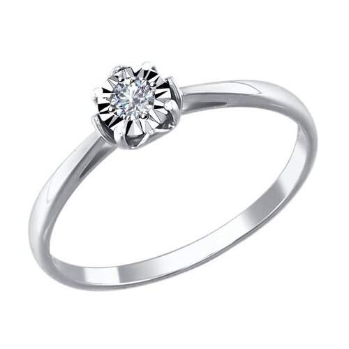фото Помолвочное кольцо из белого золота sokolov с бриллиантом 1011069, размер 16 diamant-online