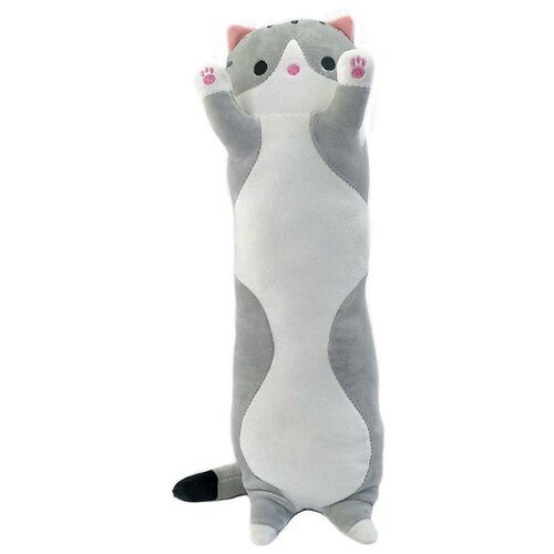 Мягкая игрушка длинный Кот батон, серый, 130 см