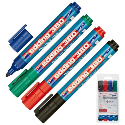 Набор маркеров для флипчартов Edding E-380 4 штуки (толщина линии 2.2 мм), 48285