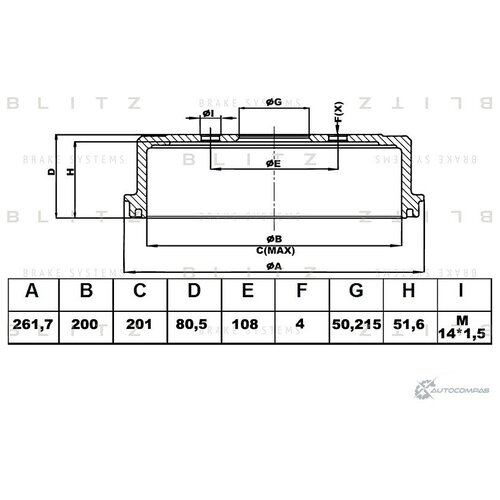 Барабан тормозной AUDI 80 90 72 BLITZ BT0109