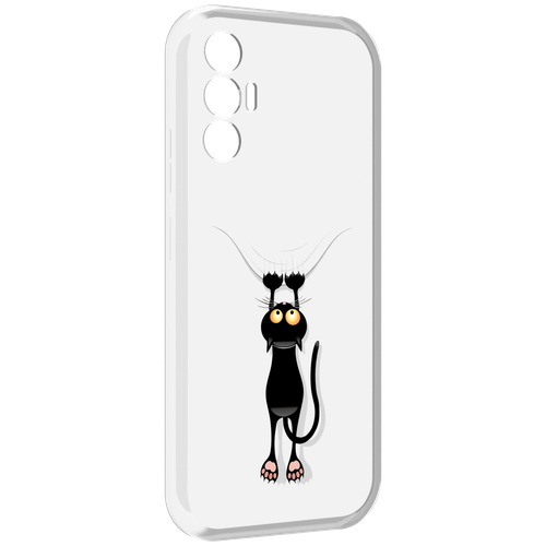 Чехол MyPads Висячий-кот для Tecno Pova 3 задняя-панель-накладка-бампер