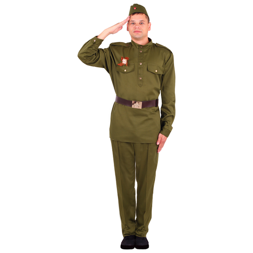 Костюм взрослый Солдат (48-50) гимнастерка военная для костюма солдата для мальчика детская