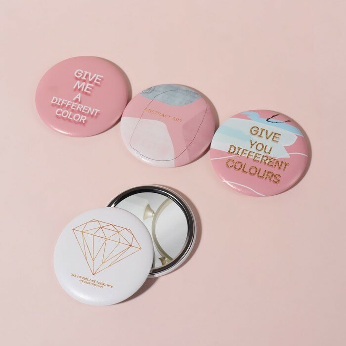 фото Зеркало «Надписи», d 7,5 см, рисунок микс