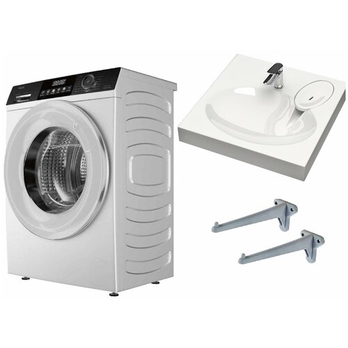 Стиральная машина Haier HW65-BP129302B с раковиной Смайл 55 над стиральной машиной 5400000₽