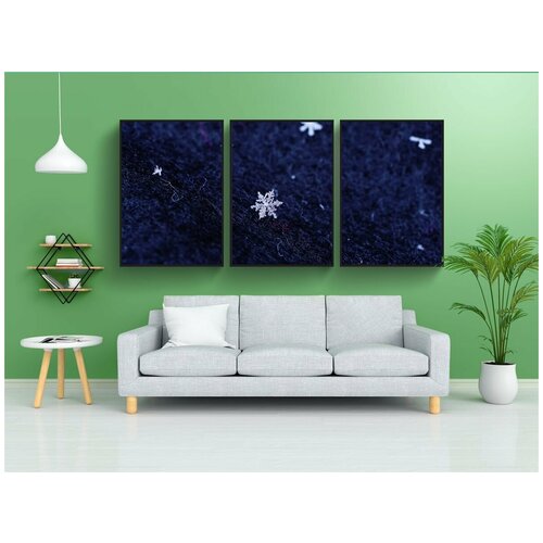 фото Набор модулных постеров для интерьера "снежинка, хлопья, ледяной кристалл" 60x90 см. в тубусе, без рамки lotsprints