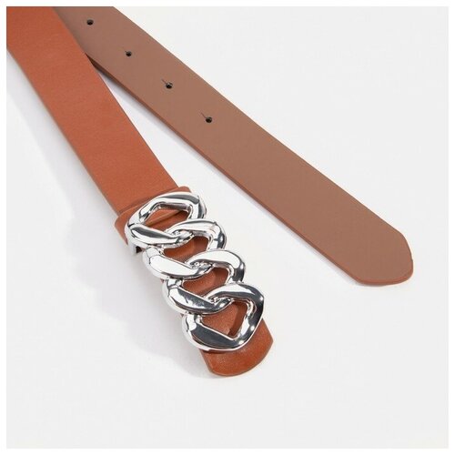 фото Ремень ширина 3 см гвоздик пряжка металл цвет рыжий transmarket