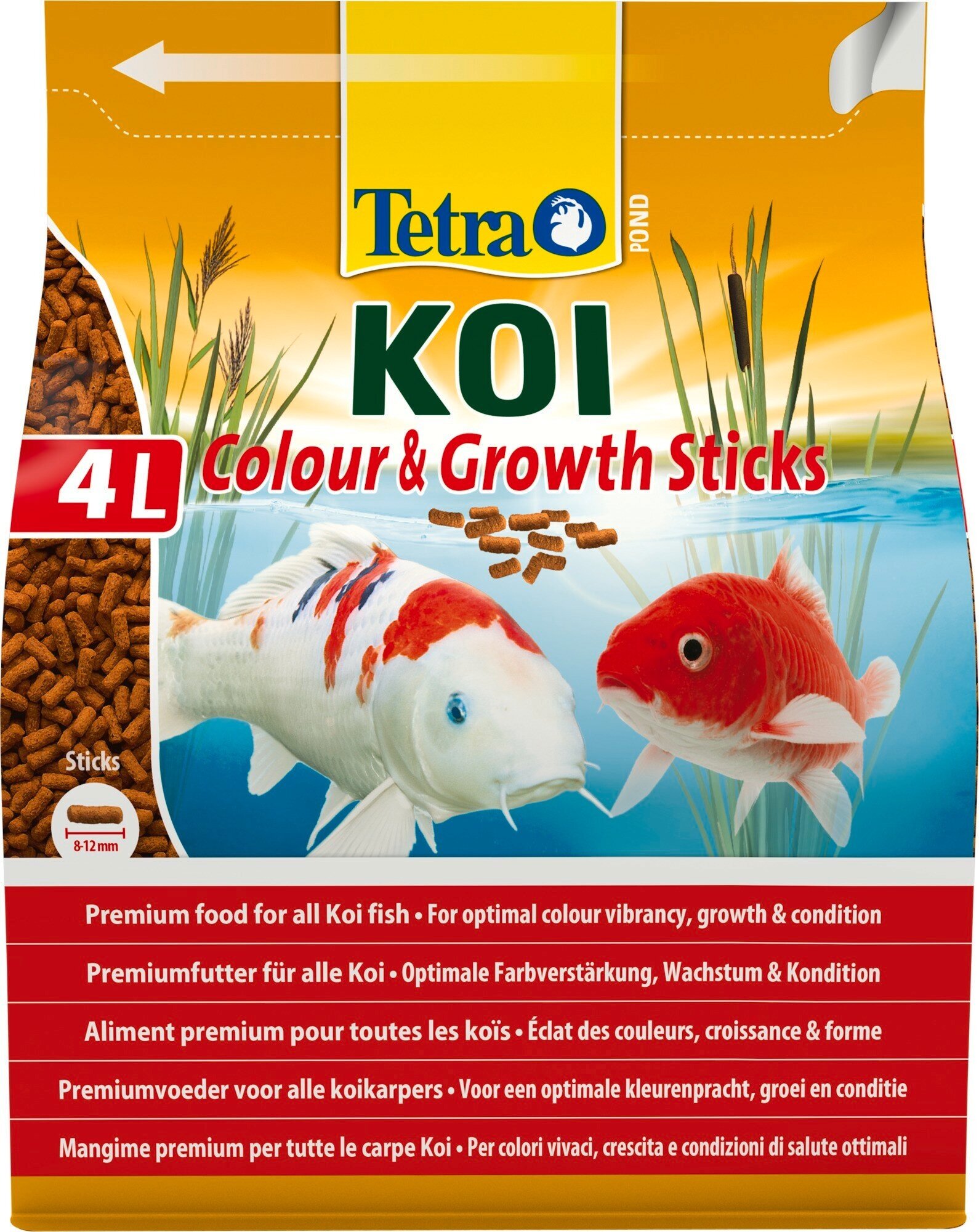 Корм для карпов Кои Tetra Pond Koi Colour & Growth Sticks 4 л, палочки для прудовых рыб от 15 см