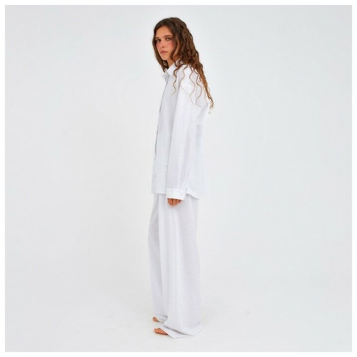 Пижама женская (сорочка, брюки) MINAKU: Home collection цвет белый, р-р 54 6384683 - фотография № 9