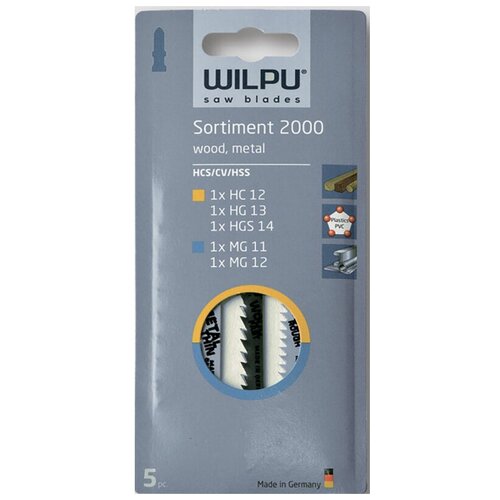 Пилка для лобзика WILPU SORT 2000 5шт. Набор 02860 00005 набор полотен для лобзика по металлу 100 мм 5 шт