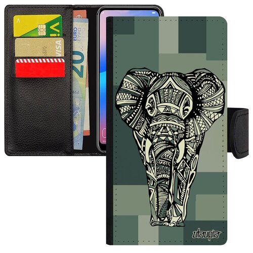 фото Противоударный чехол- книжка для мобильного // galaxy a40 // "слон" стиль саванна, utaupia, серый