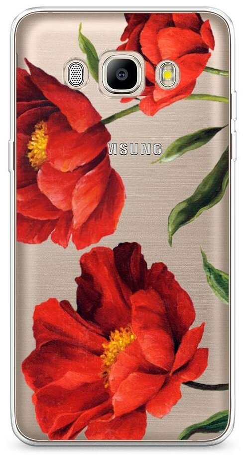 Силиконовый чехол "Красные маки" на Samsung Galaxy J5 2016 / Самсунг Галакси Джей 5 2016
