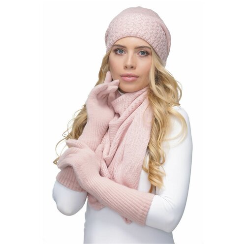 фото Женская вязаная шапка lambonika мальви, цвет: пудровый;лавандово-розовый, размер: 48-56