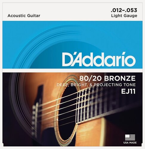Изображение товара EJ11 BRONZE 80/20 Струны для акустической гитары бронза Light 12-53 D`Addario