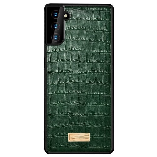 фото Чехол-накладка mypads для samsung galaxy s21 (sm-g991) экзотический обтянутый качественной импортной натуральной кожей теленка с фактурным тиснением крокодила зеленый.