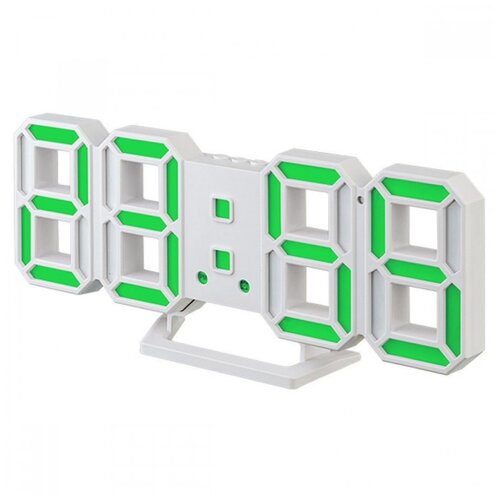 Часы  настольные Perfeo Luminous 2 PF-6111 белый/зеленый 0.8 кг 9 см 21.2 см светлый 3 см