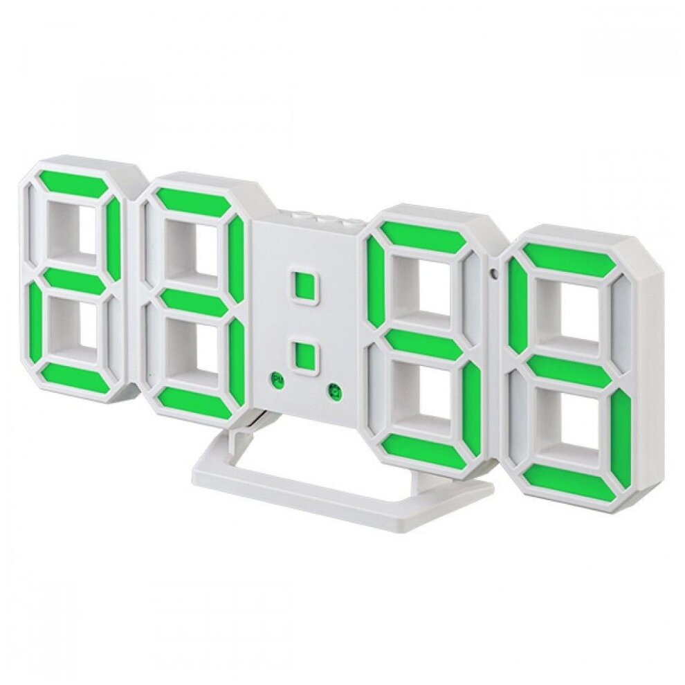 Часы-будильник Perfeo Luminous 2 white/green