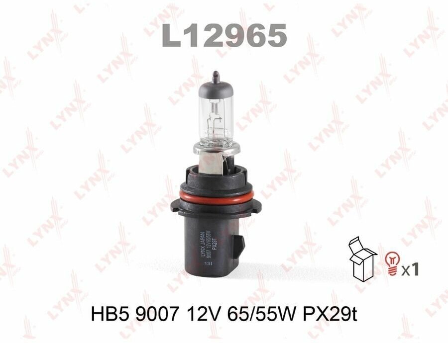 Лампа автомобильная 12V HB5 65/55W PX29t LYNXauto 9007 1 шт. картон L12965