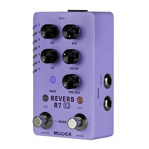 Педаль эффектов Mooer R7 Reverb X2 flamma fs02 reverb pedal reverb stereo electric guitar effects pedal with spring reverb true bypass storable preset trail on