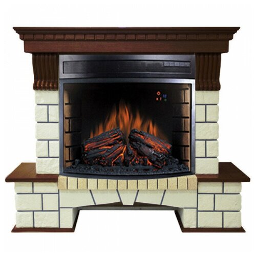 электрический очаг royal flame pierre luxe dioramic 33w fx 2 квт 138 см 109 5 см 41 5 см белый темный дуб Угловой электрокамин Royal Flame Pierre Luxe с очагом Dioramic 28 LED FX камень белый/темный дуб