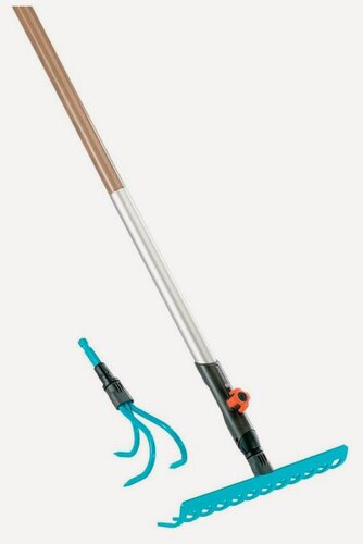 Изображение товара Комплект Gardena : грабли 30 см + рукоятка деревянная 130 см + рыхлитель 9 см