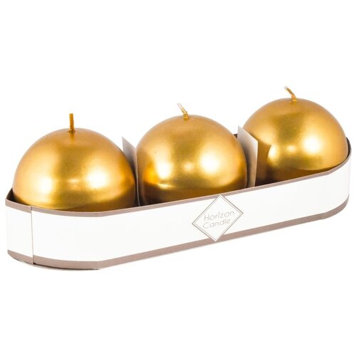 Свеча шар d60 мм 3 шт/уп золотая HorizonCandle 1 уп