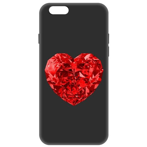 Чехол-накладка Krutoff Soft Case Рубиновое сердце для iPhone 6/6s черный чехол накладка krutoff soft case рубиновое сердце для iphone 15 pro черный