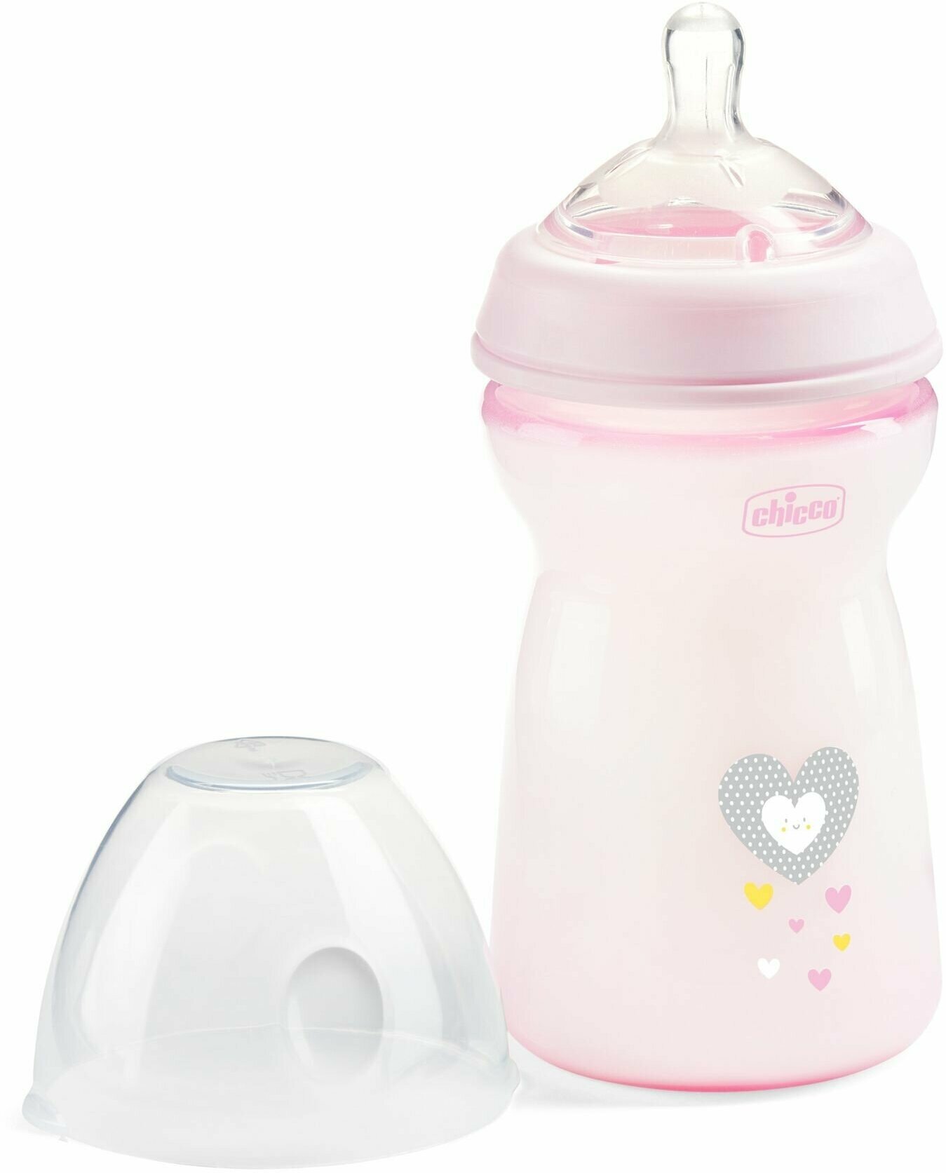 Бутылочка детская для кормления антиколиковая с флексорами Chicco Natural Feeling с силиконовой соской от 6 месяцев 330 мл, розовая быстрый поток NEW