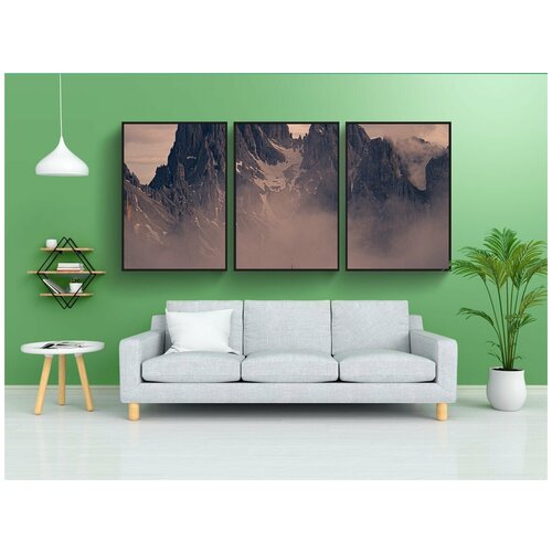 фото Набор модулных постеров для интерьера "горы, туман, холмы" 60x90 см. в тубусе, без рамки lotsprints